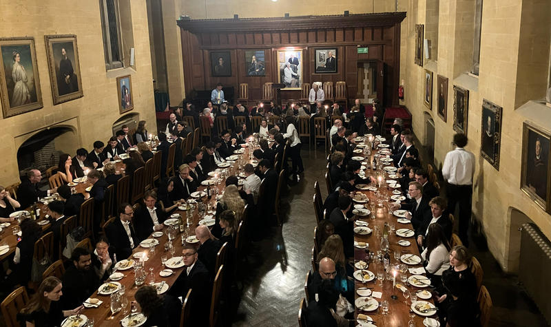 Freshers in the Arlosh Hall for dinner
