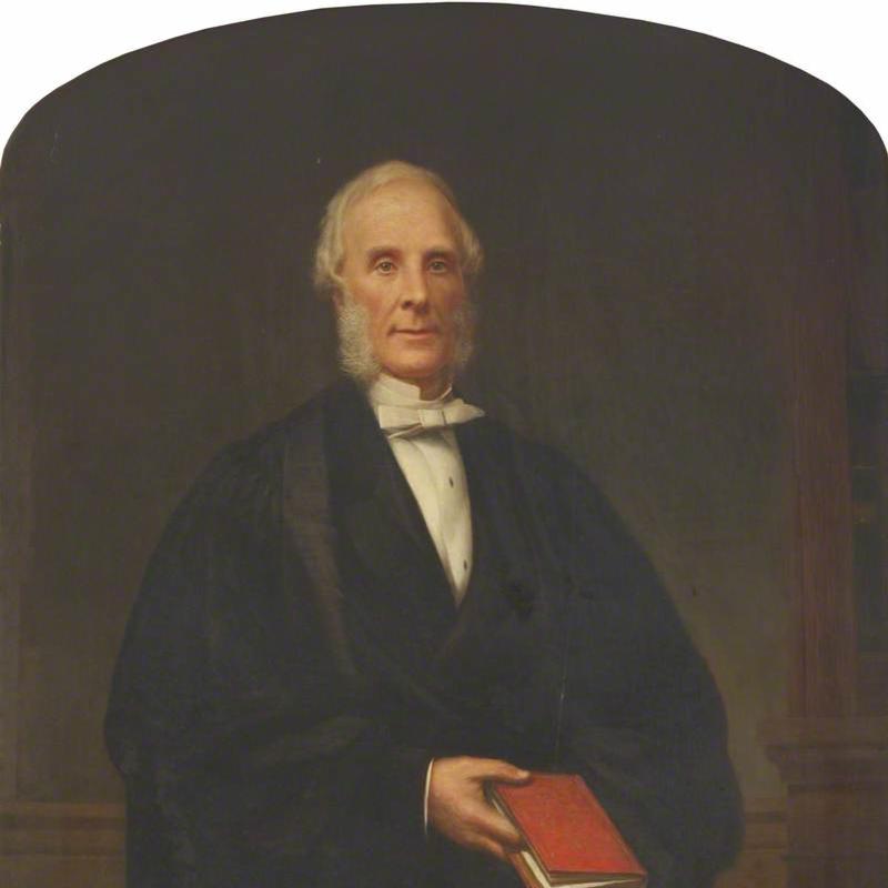 Portrait of William Gaskell - a three-quarters length portrait of a man in academic robes