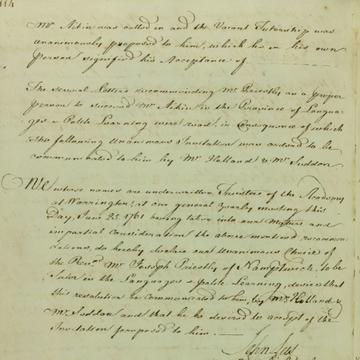 A page of handwritten notes from a committee meeting book
