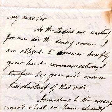 Roy letter to lant carpenter A handwritten letter in black ink