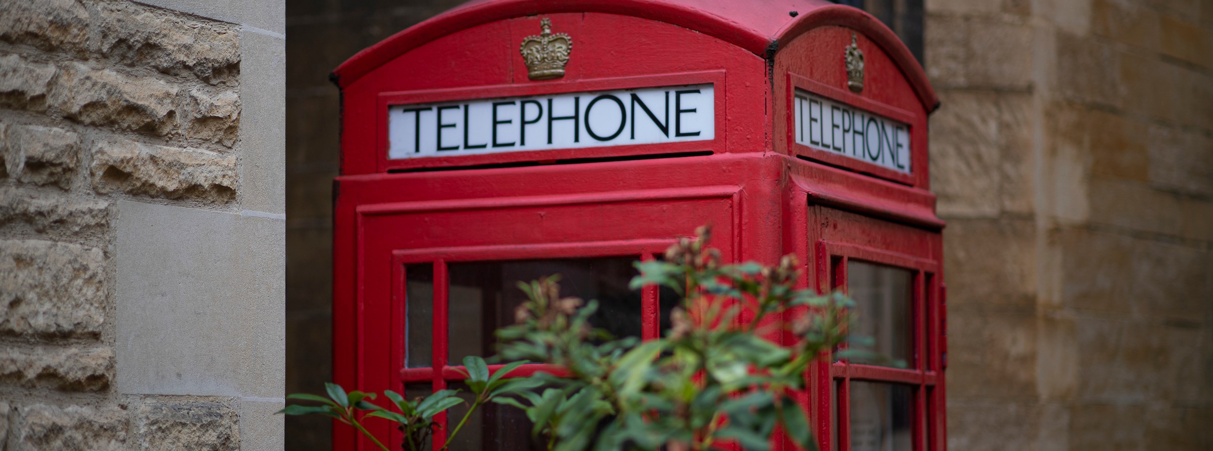 A traditional red telephone box
