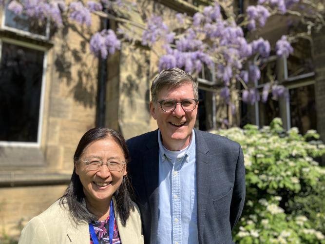 Bee Wee and Rob Klassen in college quad