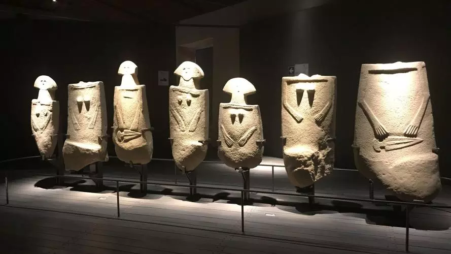 A display of ancient items in a museum