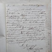 Letter in ink with elaborate writing style