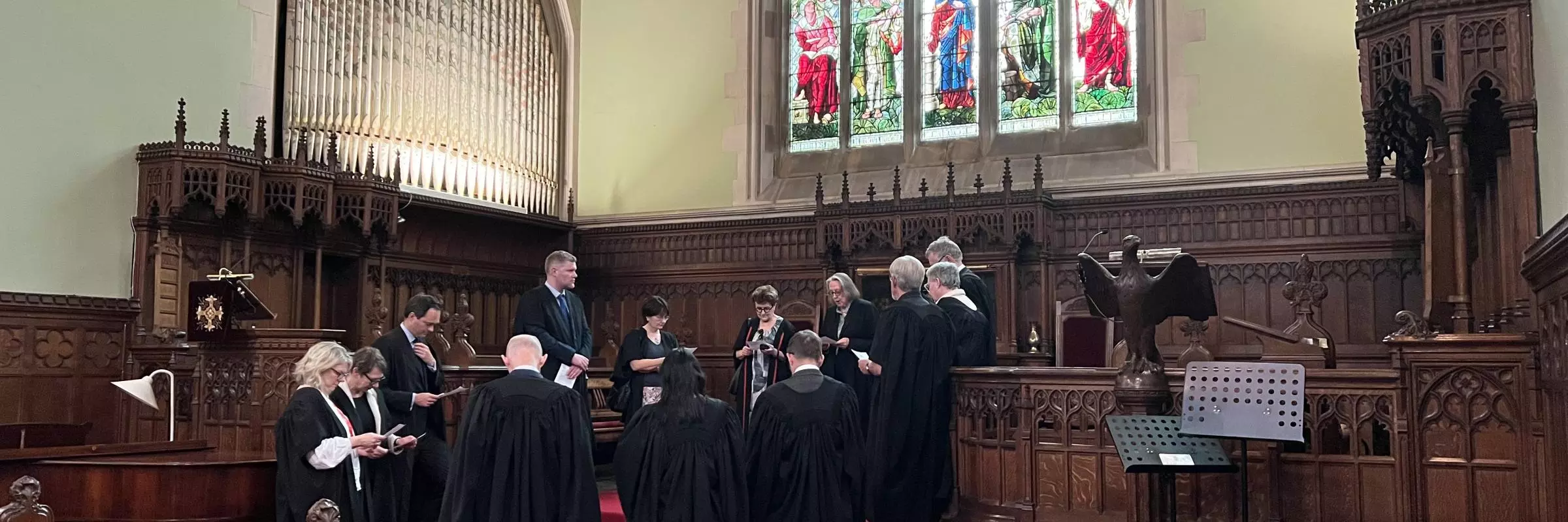 College Fellows and Principal gathered in chapel