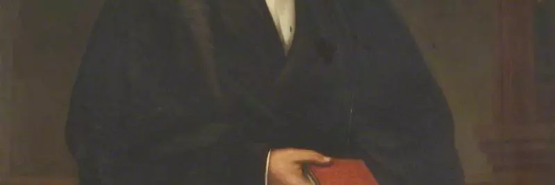 Portrait of William Gaskell - a three-quarters length portrait of a man in academic robes